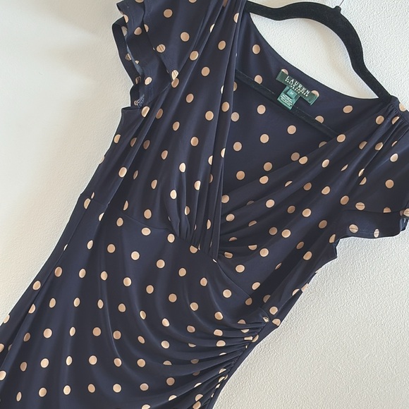 Lauren Ralph Lauren Polka Dot Faux Wrap Dress Women’s 2P - Picture 5 of 7